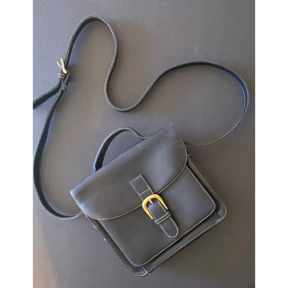 G.H. Bass Dark Brown "Willis" Style Oiled Leather Crossbody Bag - Picture 1 of 14